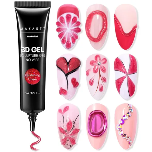 Vista 16 de Makartt Arte de uñas en gel 3D, pegamento de gel para esculpir para dibujar, moldear, escultura, gemas y decoración, esmalte de gel transparente que