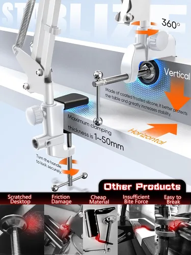 Vista 7 de CACENCAN Soporte de cuello de cisne para escritorio de cama, soporte para tableta, soporte para Kindle iPad para teléfono y tableta, soporte