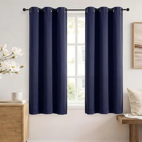 Vista 120 de Simplebrand Cortinas blancas puras de 96 pulgadas de largo para oscurecer la habitación, juego de 2 paneles para dormitorio/sala de estar, bloqueo