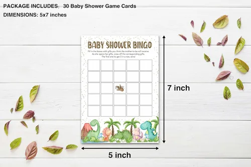 Vista 2 de Juegos de baby shower para niños y niñas, juego de bingo de dinosaurio para baby shower, decoración de fiestas de revelación de género, tarjetas