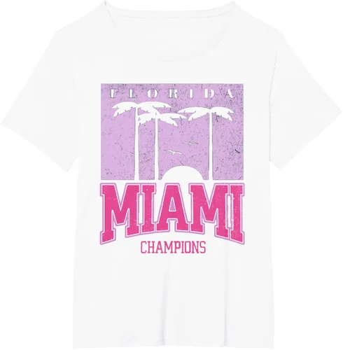 Vista 33 de MIAMI Beach Sunset Camiseta Florida Miami Palm Trees Camiseta Camiseta, Negro