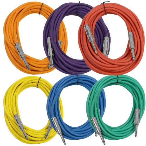 Vista 30 de Seismic Audio Cables de guitarra para altavoces, cables de guitarra TS de ¼ pulgadas, 3 pies, multicolor, paquete de 6 Color múltiple