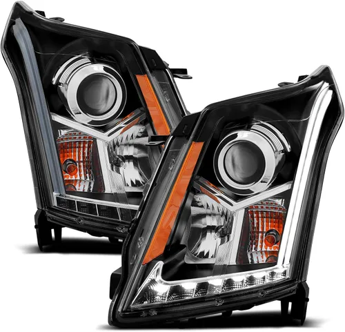 Vista 8 de AmeriLite - Juego luz direccional y barra LED de faros delanteros de proyector, negro, para Cadillac SRX, lado del pasajero y conductor