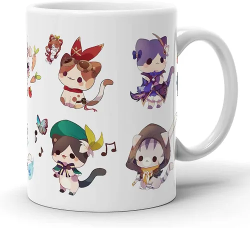Vista 3 de Tazas de café Genshin Tea Estético Cumpleaños Impacto Tazas Kitty Colección Viaje Cerámica 11 Oz O 15 Oz Taza de Café Regalos para Amigo, Familia