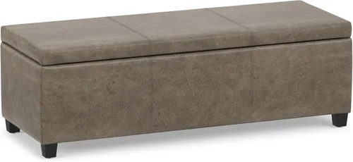 Vista 7 de SIMPLIHOME Avalon 48" Wide Fabric Storage Ottoman in Alabaster Ivory