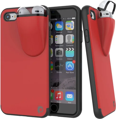 Vista 8 de Punkcase Funda de carga para iPhone 7 Airpod Funda delgada y duradera 2 en 1 diseñada para iPhone 8/7 (4.7 pulgadas) Protege tu teléfono + Negro