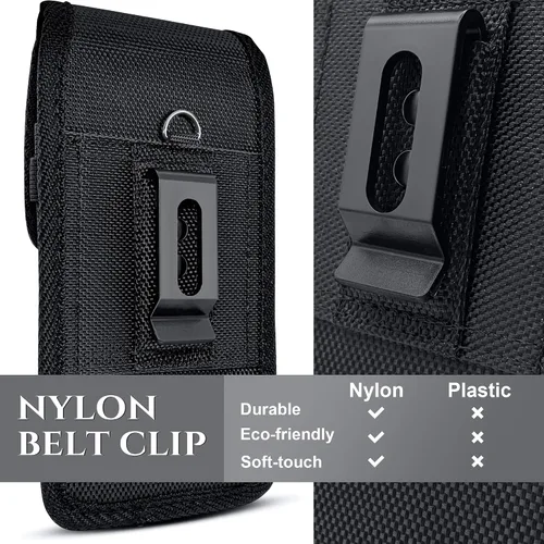 Vista 4 de PiTau - Funda para iPhone Plus, modelos Pro Max 17 16 15 14 13 12 11 Xs Max - Soporte de nailon resistente para cinturón de teléfono celular