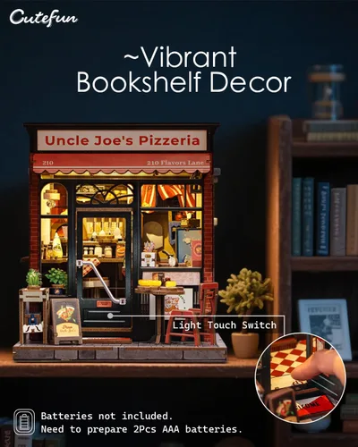 Vista 3 de Kit de rincón de libros Cutefun - Kit de casa de muñecas en miniatura de bricolaje para adultos y adolescentes, kit de construcción de mini casa