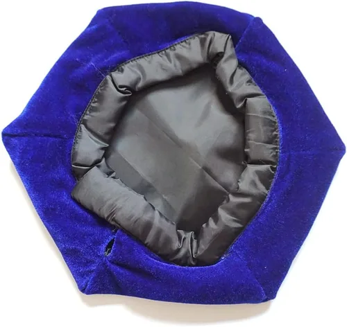 Vista 2 de Doctorado Graduación Tam Unisex Terciopelo Negro Satén Seda Banda Grad Days (6 caras), Azul Real