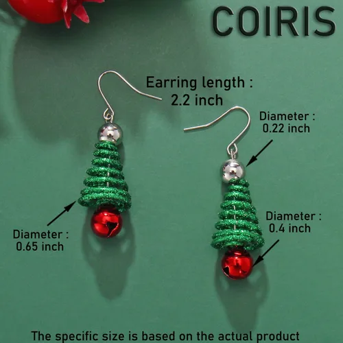 Vista 6 de COIRIS Pendientes de Navidad Pendientes de árbol de Navidad Pendientes de joyería de Navidad Regalo de joyería de Navidad