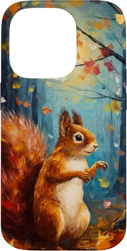Vista 17 de Starry Night Squirrel Autumn Falling Leaves Van Gogh Style Case for iPhone 16