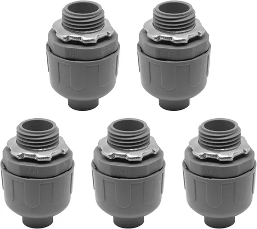 Vista 8 de Conector de conducto hermético no metálico, accesorios de conducto flexibles Accesorios eléctricos de PVC (1-1/4 pulgadas, 5 piezas)