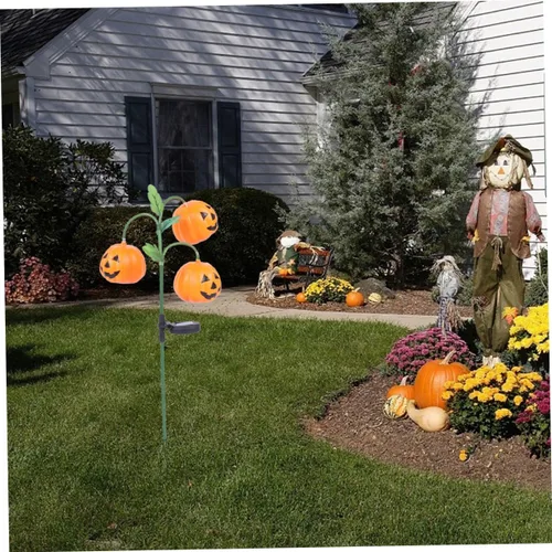 Vista 7 de NOLITOY Farol solar de calabaza para exteriores, luces LED para decoración de exteriores, luces solares de calabaza al aire libre, luz de calabaza