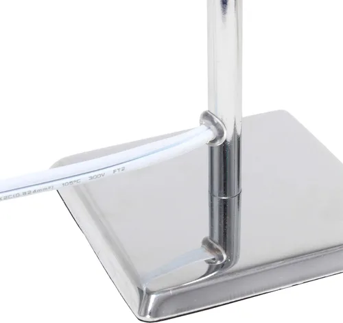 Vista 8 de Simple Designs LT2062-GRY - Mini lámpara de mesa de cromo cuadrado con pantalla de tela Empire, gris