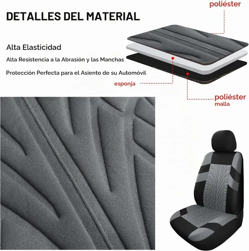 Vista 4 de Pariitadin - Juego de fundas de asiento de coche delanteras, fundas de asiento lavables y transpirables para coches, fundas de interior de coche