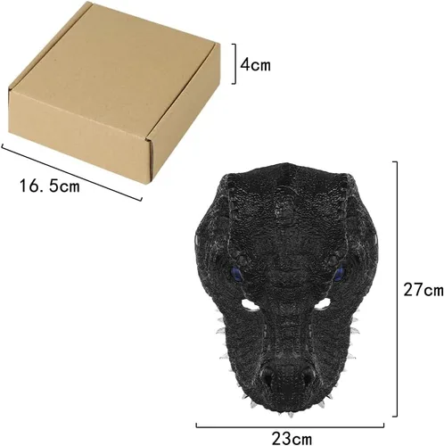 Vista 4 de haozaikeji Máscara realista de dinosaurio para Halloween, máscara de disfraz de T-Rex, transpirable, 3D, cubierta de cara de dinosaurio, dientes