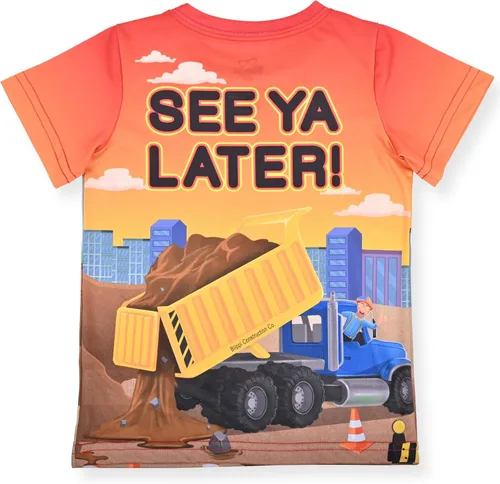 Vista 2 de Blippi Camiseta de manga corta para niños pequeños y bebés azulnaranja