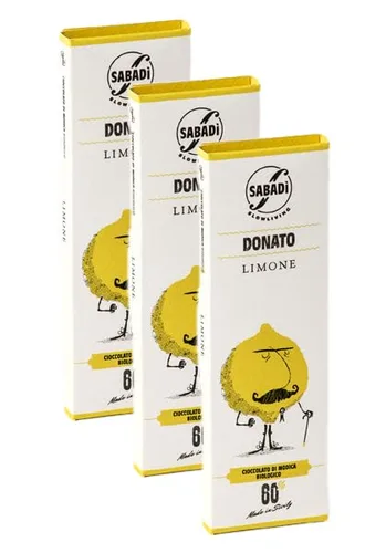 Vista 2 de Sabadi Donato Case-Pack Chocolate Modica Tradicional Orgánico Chocolate con Limón Interdonato 60% Cacao 12 x 1.76 oz