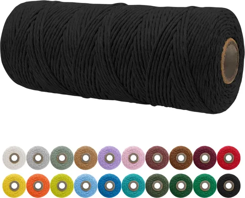 Vista 22 de JeogYong Cordón de macramé de un solo hilo 3 mm x 109 yardas (328 pies) Cuerda de algodón suave Hilo de macramé de 3 mm, suministros de macramé