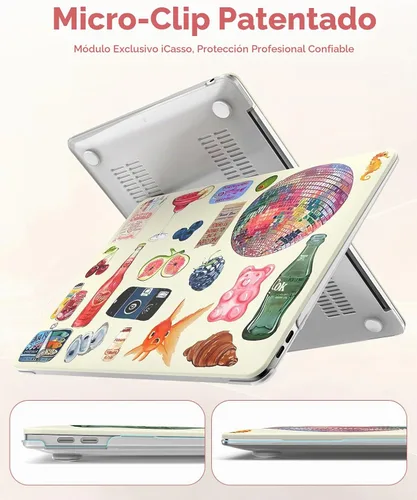 Vista 3 de iCasso - Funda para MacBook Air de 13 pulgadas, diseño de pegatinas vintage 2020 A2337 M1 Macbook Air 13 pulgadas protectora de plástico duro