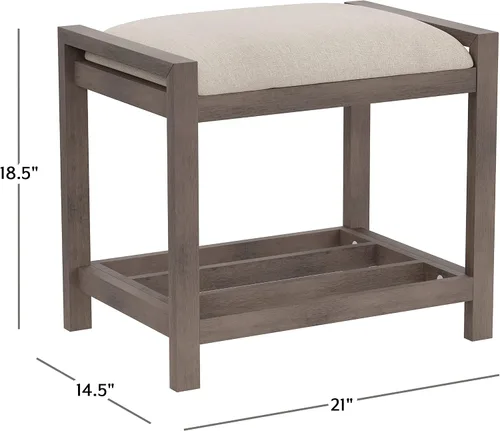 Vista 5 de Hillsdale Muebles Amelia - Taburete de tocador, gris antiguo