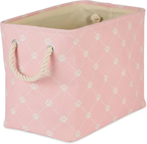 Vista 15 de Bone Dry Pet Storage Collection - Estampado de patas y huesos, rectángulo pequeño, 14 x 8 x 9 pulgadas, color negro