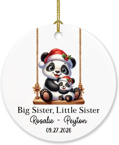 Vista 10 de Sister are Joined - Adorno de Navidad de corazón a corazón, adorno de Navidad personalizado con nombre de hermana, regalo para dos hermanas, adorno