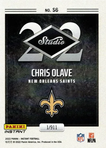 Vista 2 de Panini Instant Studio Football #S6 Chris Olave Rookie Card Saints 2022 - ¡Solo 911 hecho!