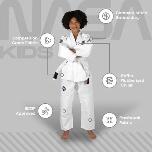 Vista 5 de Sanabul Kimono ligero de Jiu Jitsu Gi de la NASA para niños