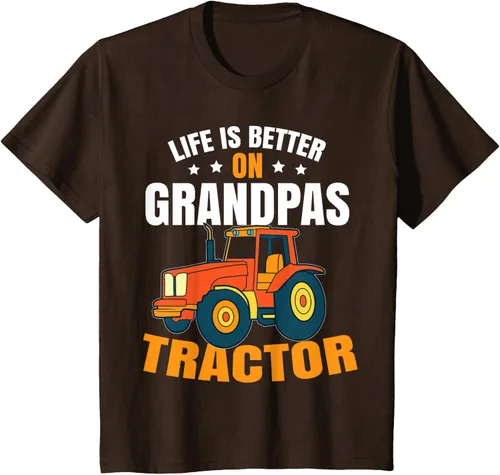 Vista 33 de Life Is Better On Grandpas Tractor Kids Farm Tractor Boy Camiseta, Negro