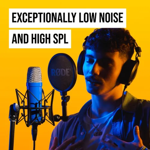 Vista 4 de RØDE NT1 Signature Series Micrófono condensador de gran diafragma con soporte de choque, filtro pop y cable XLR para producción de música, grabación