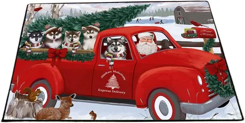 Vista 21 de Doggie of the Day Alaskan Malamute Dogs Floor Mat - 4th of July Independence Day - Best Dog Doormat - Protector Decor - Unique Portrait Art