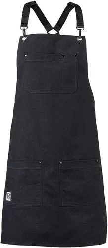 Vista 9 de Mercer Culinary Metro Edge Renegade - Delantal con peto, color negro y correas de cuero marrón