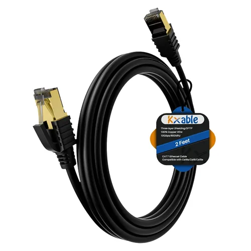 Vista 22 de Kxable Cable Ethernet Cat 7 de 1 pie, cable de Internet de alta velocidad Cat7, cable de red LAN RJ45 CAT7, triple blindaje SFTP de 10 Gbps 600 Mhz