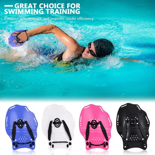 Vista 6 de Hikeen Paleta de natación para adultos y jóvenes, paletas de mano de entrenamiento de natación con correas ajustables, paletas de mano de natación