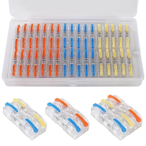 Vista 9 de Kit de conectores de cable de empalme eléctrico de conexión rápida, conectores de cable de palanca, terminales compactos en línea de empalme a tope
