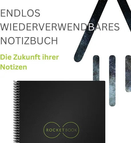 Vista 4 de Rocketbook Core - Cuaderno de espiral reutilizable, tamaño ejecutivo de 6 x 8.8 pulgadas, color negro, páginas punteadas, conectadas a