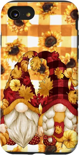 Vista 18 de iPhone 16 Autumn Fall Gnome Pumpkin Buffalo Plaid Pattern Sunflower Case