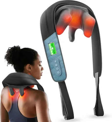 Vista 14 de COMFIER Masajeador de cuello inalámbrico con calor, masajeador de espalda para aliviar el dolor de tejido profundo, masaje Shiatsu 3D de cuello