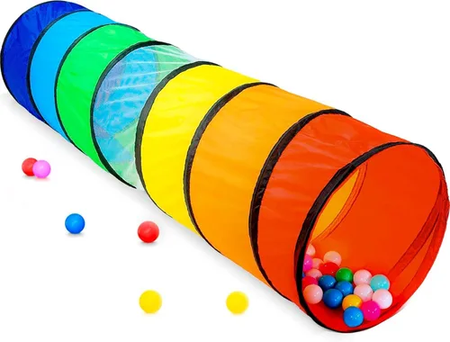 Vista 10 de Túnel XXL para niños de 98 pulgadas Tienda de campaña de túnel para niños pequeños 4 túneles de juego para niños Túnel de arrastre desplegable