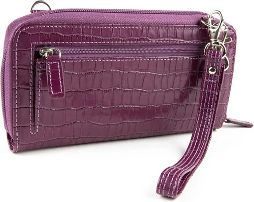 Vista 4 de Mini bolso cruzado de cuero para mujer con bloqueo RFID Pebbled