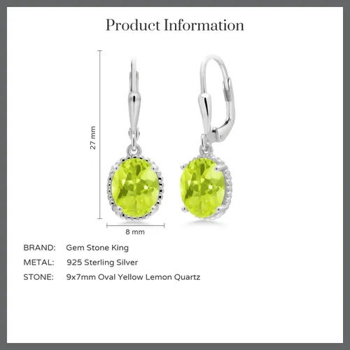 Vista 51 de Gem Stone King Aretes colgantes de gota para mujer, plata de ley 925, piedra natal ovalada de 0.354 x 0.276 in, joyería fina, regalos para ella