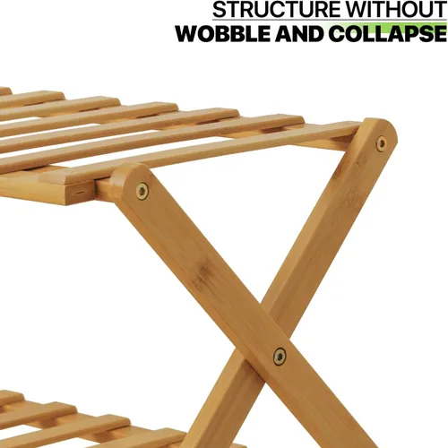 Vista 5 de Magshion Estante organizador de zapatos plegable de bambú de 4 niveles, 16 pares, estante de zapatos de pie, estante ajustable para almacenamiento