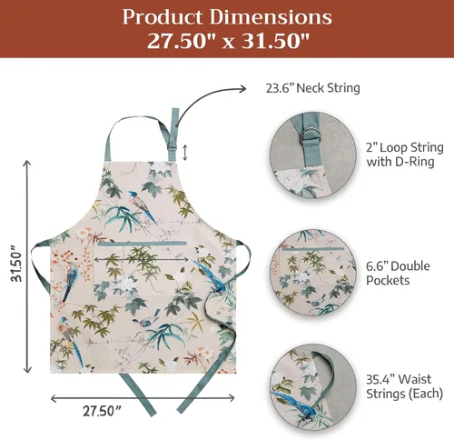 Vista 538 de Maison d' Hermine Delantales para mujer con bolsillo, 100% algodón (27.50 x 31.50 pulgadas)