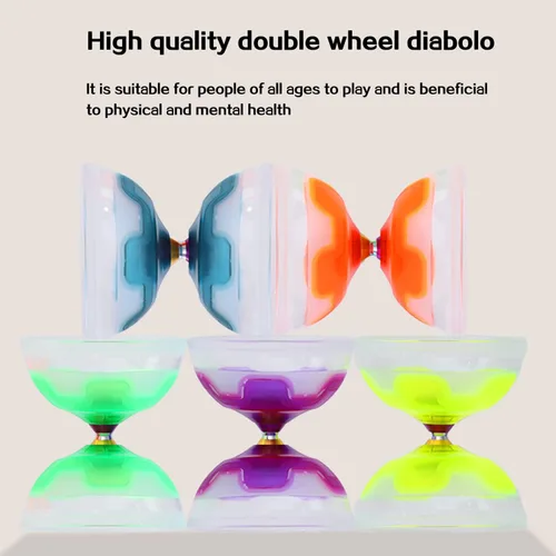Vista 7 de Juego de diábolo yoyo chino, triple rodamientos Diábolo, yoyos chinos, diábolo LED colorido con palos de diablo, cuerda de diábolo y bolsa de red