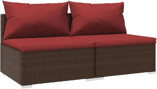 Vista 26 de Patio 3 Seater Sofa with Cushions Brown Poly Rattan Brown and Green