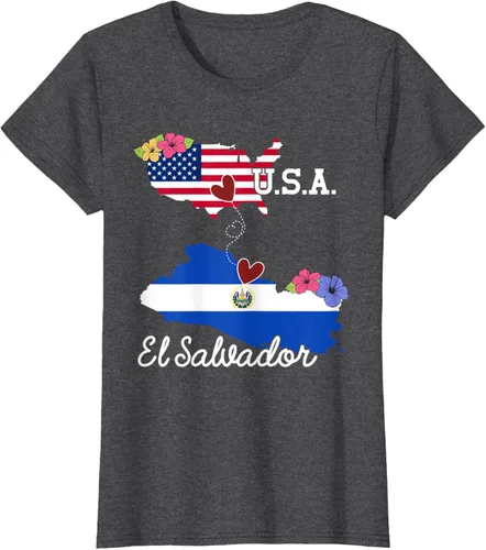 Vista 3 de Camiseta con la bandera salvadoreña de El Salvador de Estados Unidos para mujeres y hombres