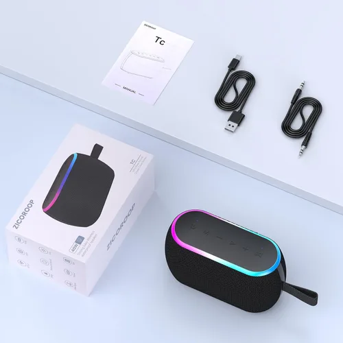 Vista 9 de Altavoz Bluetooth, inalámbrico portátil de 40 W con graves estéreo, Bluetooth 5.3, altavoces de ducha impermeables IPX6, luces LED, emparejamiento
