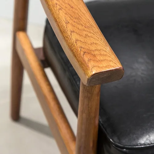 Vista 4 de sillas de comedor Solid Wood Dining Chair Leisure Armrest Backrest Upholstered Office Modern Kitchen(Gris)