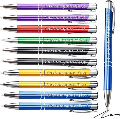Vista 8 de AOK 50PACK Bolígrafos personalizados Tinta negra personalizada - Bolígrafos de nombre metálicos - Grabados por láser con su texto o mensaje (negro)